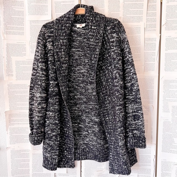 LEVIS Black Marble Knit Long Sleeve Open Front Cardigan - Picture 10 of 13